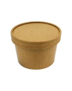 YOCUP 12 oz Kraft Paper Ice Cream Container with Non-Vented Paper Lid  Combo - 250/Case