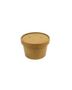 YOCUP 8 oz Kraft Paper Ice Cream Container w/Paper Lid (no hole) Combo - 250/case (10/25)