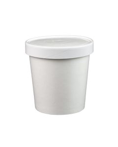 Yocup 16 oz White Paper Ice Cream Container with Paper Lid Combo - 1 case (250 set)