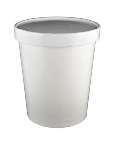 Yocup 32 oz White Paper Ice Cream Container with Vented Paper Lid Combo - 1 case (250 set)