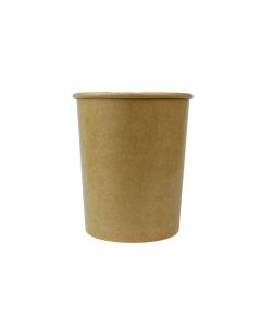 Yocup 32 oz.Kraft / Natural Brown Paper Ice Cream Container With Paper Lid Combo - 1 case (250 set)