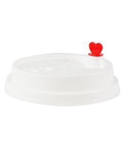 Yocup 16/24 oz White Plastic Low Dome Lid With Stopper For Premium PP Cups (90mm) - 1 case (1000 piece)
