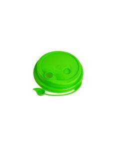 YOCUP Green Plastic Low Dome Lid with Attached Stopper for Premium PP Cup (90mm Rim) - 1000/cs(20/50)