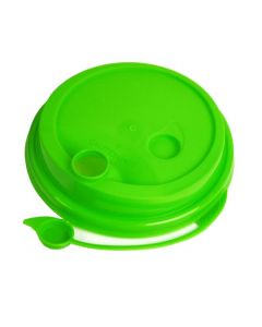 YOCUP Green Plastic Low Dome Lid with Attached Stopper for Premium PP Cup (90mm Rim) - 1000/cs(20/50)