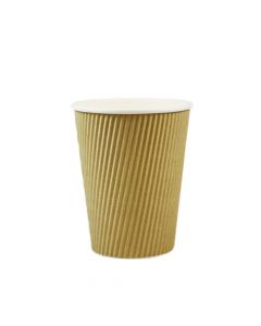 CC 12 oz Brown Ripple Insulated Paper Hot Cup - 500/case (20/25)