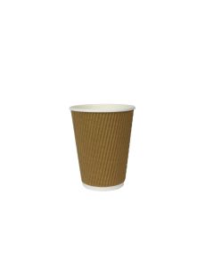 Yocup 12 oz Kraft Ripple Insulated Triple Wall Paper Hot Cup, Style 2 - 1 case (500 piece)