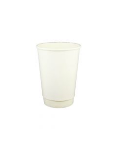 YOCUP 12 oz White Double Wall Insualted Paper Hot Cup, Style 1,  - 500/case (20/25)