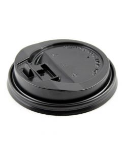 KR 10-24 Black Plastic Lock-Back Sipper Lid For Paper Hot Cups - 1 case (1000 piece)