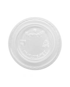 KR 0.75 oz Clear Plastic Flat Lid With No Hole For Plastic Portion Cups - 2500/Case
