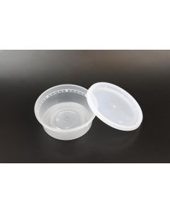 Yocup 8 oz Translucent Plastic Round Deli Container w/ PE Lid  Combo (v2) - 1 case (240 set)