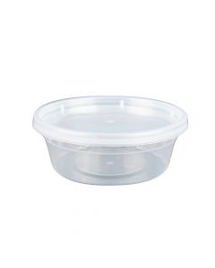 Yocup 8 oz Translucent Plastic Round Deli Container w/ Lid Combo - 1 case (240 set)