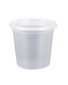 Yocup 24 oz Translucent Plastic Round Deli Container w/ Lid Combo (V2)  - 1 case (240 set)