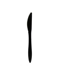 Yocup Medium Weight 6.5" Black Plastic Knife - 1 case (1000 piece)