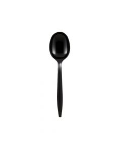 Yocup Medium Weight 5.5" Black Round Bowl Plastic Soup Spoon - 1 case (1000 piece)