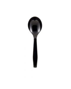 Yocup Medium Weight Plus 5.5" Black Round Bowl Plastic Soup Spoon - 1 case (1000 piece)