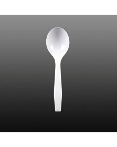 Yocup Medium Weight Plus 5.5" White Round Bowl Plastic Soup Spoon - 1 case (1000 piece)