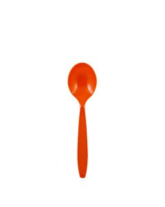 [FINAL SALE] Yocup Premium Heavy Weight 5.6" Orange Round Bowl Plastic Soup Spoon - 1 case (1000 piece)