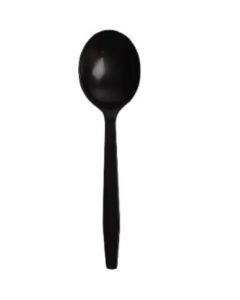 YOCUP Black Heavyweight Plastic Soup Spoon, 6.5"(165mm), - 1000/case (10/100)