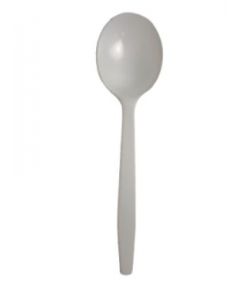 YOCUP White Heavyweight Plastic Soup Spoon, 6.5"(165mm),  - 1000/case (10/100)