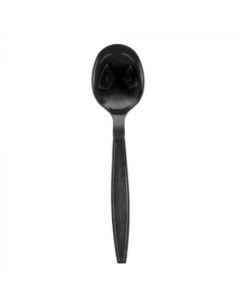 Yocup Individually Wrapped Heavyweight Plus (6" PS) Black Round Bowl Plastic Soup Spoon - 1 case (1000 piece)