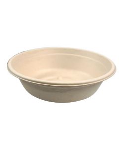 EC 32 oz Natural 8" Bagasse Round Bowl, PFAS-Free, - 500/case (4/125)