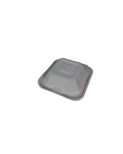 Yocup 6" x 6" x 3" Kraft / Natural Brown Compostable Sugarcane Bagasse Hinged-Lid Container - 1 case (500 piece)