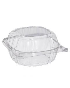 SolPak 6" x 5 3/4" x 3" -Clear OPS Plastic Hinged-Lid Container - 1 case (500 piece)