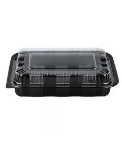 Yocup #520 Black Bento Box w/Clear Lid Combo - 1 case (400 set)