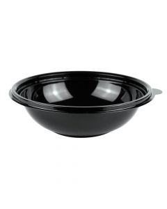 Yocup 18 oz Black 7" Premium PET Plastic Salad Bowl - 1 case (300 piece) (For lid use #5418001)