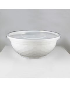 TL 32 oz White Diamond Pattern Plastic Bowl w/ Clear Lid Combo - 1 case (150 set)