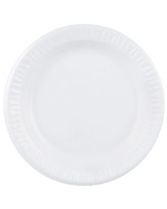 Dart 9'' White Non-Laminated Round Foam Plate - 1 case (500 piece)