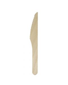 Yocup Heavyweight 6.5" Natural Compostable Wooden Knife - 1 case (1000 piece)