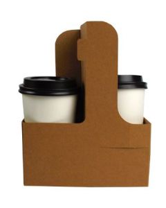 YOCUP 2-Cup Kraft Paperboard Carrier With Handle For 12-32oz cup - 300 pcs (6/50)