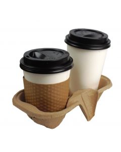 Yocup 2 Cup Molded Fiber Holder/Carrier - 100 piece bag