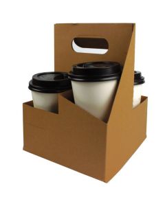 YOCUP 4-Cup Kraft Paperboard Carrier With Handle For 12-32oz cup - 300 pcs (6/50)