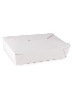 Yocup #2 White Microwavable Folded Paper Take Out Container (8.5" x 6.25" x 2") - 1 case (200 piece)