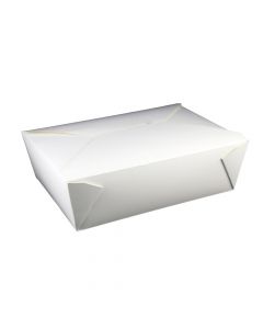 Yocup #3 White Microwavable Folded Paper Take Out Container (8.5" x 6.25" x 2.5")  - 1 case (200 piece)