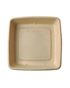 YOCUP 45oz 9"X9"X1.77" 1-compt Compostable Bagasse Square Food Tray, PFAS-Free, 29g/pc, Natural/Tan - 300pcs/cs (6bags/50pcs)