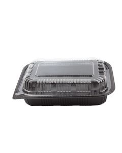 YOCUP Black 1-Compt (510) Bento Box w/Clear Lid Combo -500/case