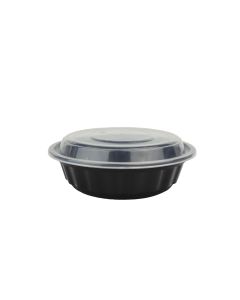 Kari-Out 16 oz 6" Black Round Microwavable Container with Clear Lid - 1 case (150 set)