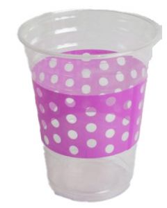 YOCUP 12 oz Polka Dot Pink Clear PET Cup (98mm Rim)  - 1000/case (20/50)