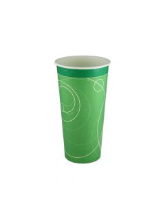 Yocup 22 oz Ripple Green Paper Cold Cup - 1 case (1000 piece)