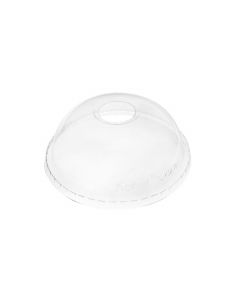 Karat 32 oz Clear Plastic Dome Lid With Hole For PET Cups (107mm) - 1 case (500 piece)