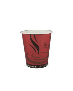 Yocup 8 oz Red Print Single Wall Paper Hot Cup - 1 case (1000 piece)