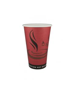 Yocup 16 oz Red Print Single Wall Paper Hot Cup - 1 case (1000 piece)