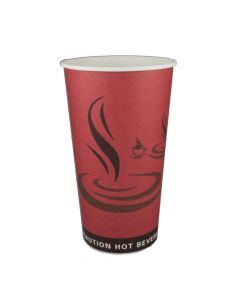 Yocup 20 oz Red Print Single Wall Paper Hot Cup - 1 case (600 piece)