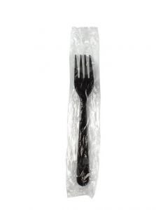 YOCUP Black Heavyweight Plastic Fork, 7" PP Individually Wrapped - 1000/case (10/100)