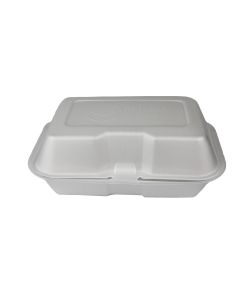 TL 9" x 6" x 3" White Foam Hinged-Container -White - 1 case (200 piece)