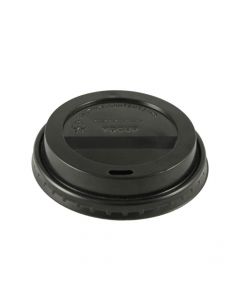 Yocup 8 oz Black Plastic Sipper Lid For Paper Hot Cups - 1 case (1000 piece)