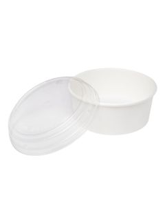 Yocup 32 oz Clear Plastic Low Dome Lid With Non-Vented For Paper Short Buckets - 1 case (300 piece)